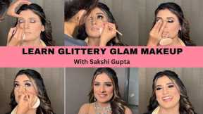 Uncut Glam Glittery eye Makeup Tutorial @SakshiGuptaMakeupStudioAcademy  #makeup #tutorial