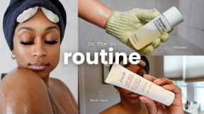 FULL SHOWER AND SKIN CARE ROUTINE (ON-THE-GO & UNSPONSORED) | MOISTURIZING, SOFT & GLOWY SKIN