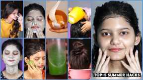 Top-5 SKIN/HAIR/BODY CARE HACKS For SUMMER | Oily Skin/ Pimples/Dullness/Dandruff/Open Pores |