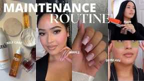 BEAUTY MAINTENANCE ROUTINE 🤎 self care + at home hair + nail appointment + hygiene & pamper routine!