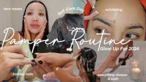 PAMPER ROUTINE & SELF CARE DAY haircut, skin & body care, maintenance vlog, how to glow up for 2024