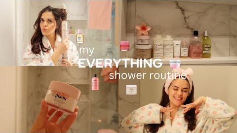 MY EVERYTHING SHOWER ROUTINE: hair care, body care, skincare & more🛁🎀🧖🏻‍♀️
